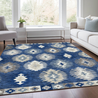 Piper Looms Mayfield Southwest AMF983 Navy Machine Washable Area Rug Lifestyle Image Feature