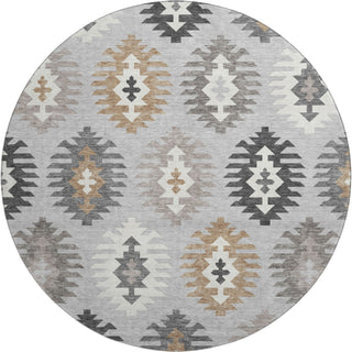 Piper Looms Mayfield Southwest AMF983 Silver Machine Washable Area Rug Round Main Image