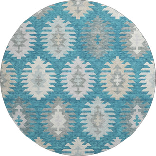 Piper Looms Mayfield Southwest AMF983 Teal Machine Washable Area Rug Round Main Image