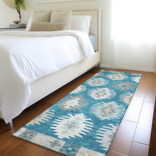 Piper Looms Mayfield Southwest AMF983 Teal Machine Washable Area Rug Runner Lifestyle Image Feature
