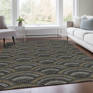 Piper Looms Mayfield Circles AMF984 Black Machine Washable Area Rug Lifestyle Image Feature