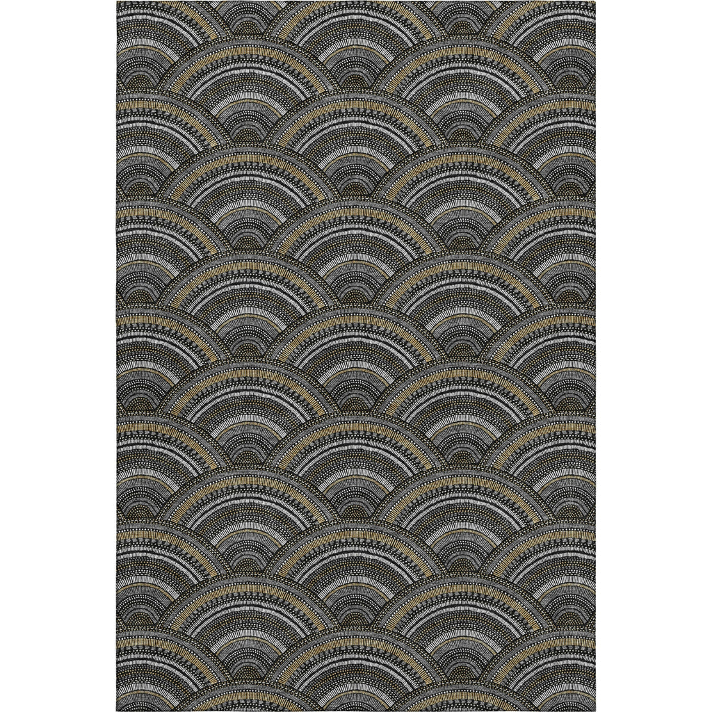 Piper Looms Mayfield Circles AMF984 Black Machine Washable Area Rug main image