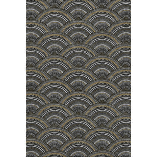 Piper Looms Mayfield Circles AMF984 Black Machine Washable Area Rug main image
