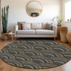 Piper Looms Mayfield Circles AMF984 Black Machine Washable Area Rug Round Lifestyle Image Feature