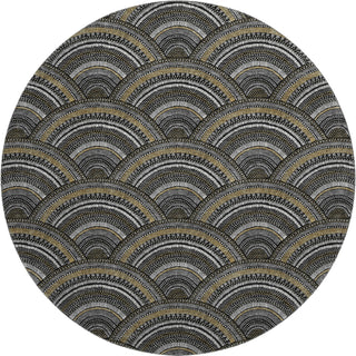 Piper Looms Mayfield Circles AMF984 Black Machine Washable Area Rug Round Main Image