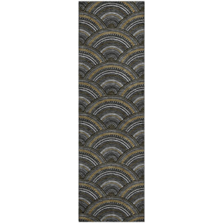 Piper Looms Mayfield Circles AMF984 Black Machine Washable Area Rug Runner Main Image