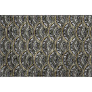 Piper Looms Mayfield Circles AMF984 Black Machine Washable Area Rug Scatter Main Image