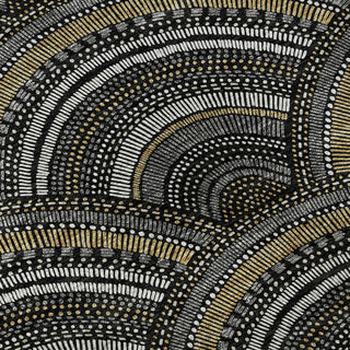 Piper Looms Mayfield Circles AMF984 Black Machine Washable Area Rug Swatch Image