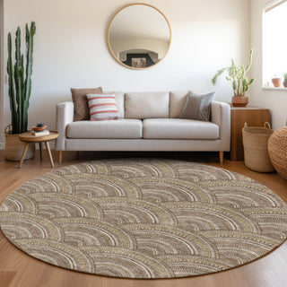 Piper Looms Mayfield Circles AMF984 Brown Machine Washable Area Rug Round Lifestyle Image Feature