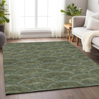 Piper Looms Mayfield Circles AMF984 Olive Machine Washable Area Rug Lifestyle Image Feature
