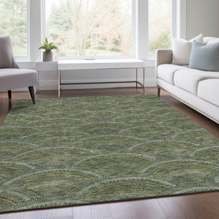 Piper Looms Mayfield Circles AMF984 Olive Machine Washable Area Rug Lifestyle Image Feature