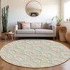 Piper Looms Mayfield Circles AMF984 Pearl Machine Washable Area Rug Round Lifestyle Image Feature