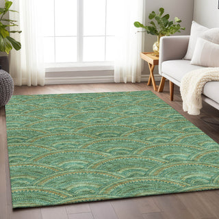 Piper Looms Mayfield Circles AMF984 Sage Machine Washable Area Rug Lifestyle Image Feature