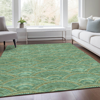 Piper Looms Mayfield Circles AMF984 Sage Machine Washable Area Rug Lifestyle Image Feature