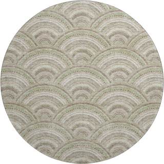 Piper Looms Mayfield Circles AMF984 Taupe Machine Washable Area Rug Round Main Image