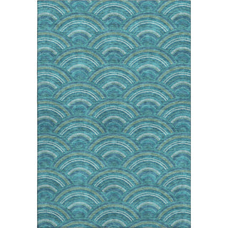 Piper Looms Mayfield Circles AMF984 Teal Machine Washable Area Rug main image