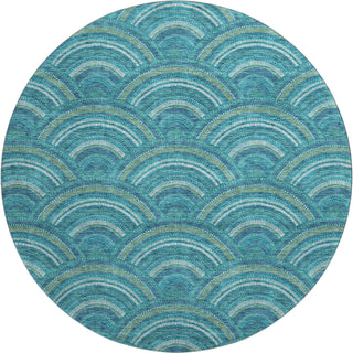 Piper Looms Mayfield Circles AMF984 Teal Machine Washable Area Rug Round Main Image