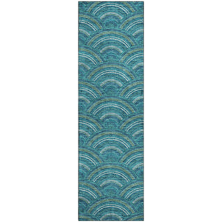 Piper Looms Mayfield Circles AMF984 Teal Machine Washable Area Rug Runner Main Image