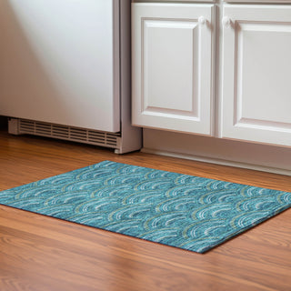Piper Looms Mayfield Circles AMF984 Teal Machine Washable Area Rug Scatter Lifestyle Image Feature