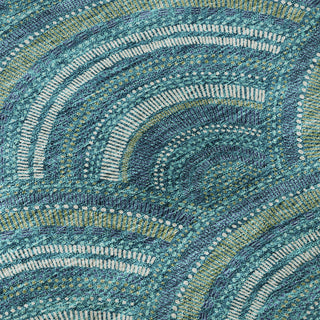 Piper Looms Mayfield Circles AMF984 Teal Machine Washable Area Rug Swatch Image