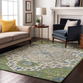 Piper Looms Mayfield Oriental AMF985 Aloe Machine Washable Area Rug Lifestyle Image Feature
