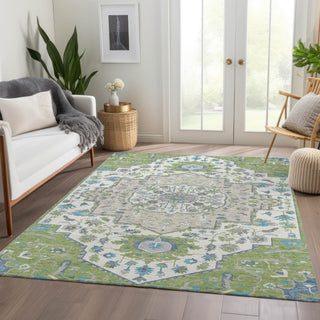 Piper Looms Mayfield Oriental AMF985 Aloe Machine Washable Area Rug Lifestyle Image Feature