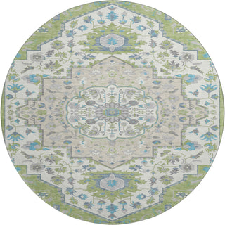 Piper Looms Mayfield Oriental AMF985 Aloe Machine Washable Area Rug Round Main Image
