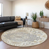 Piper Looms Mayfield Oriental AMF985 Beige Machine Washable Area Rug Round Lifestyle Image Feature