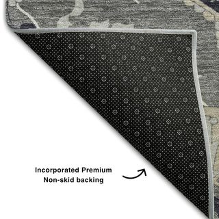 Piper Looms Mayfield Oriental AMF985 Black Machine Washable Area Rug Backing Image
