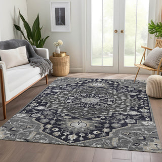 Piper Looms Mayfield Oriental AMF985 Black Machine Washable Area Rug Lifestyle Image Feature