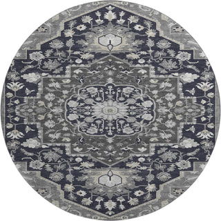 Piper Looms Mayfield Oriental AMF985 Black Machine Washable Area Rug Round Main Image