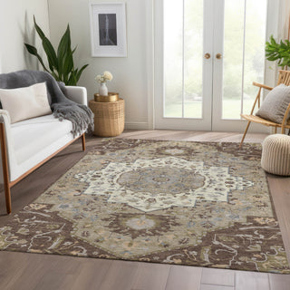 Piper Looms Mayfield Oriental AMF985 Chocolate Machine Washable Area Rug Lifestyle Image Feature