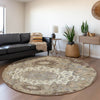 Piper Looms Mayfield Oriental AMF985 Chocolate Machine Washable Area Rug Round Lifestyle Image Feature