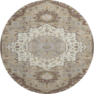 Piper Looms Mayfield Oriental AMF985 Chocolate Machine Washable Area Rug Round Main Image