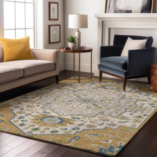 Piper Looms Mayfield Oriental AMF985 Gold Machine Washable Area Rug Lifestyle Image Feature