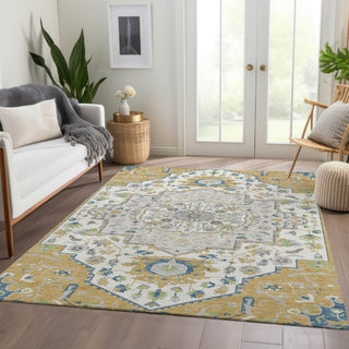 Piper Looms Mayfield Oriental AMF985 Gold Machine Washable Area Rug Lifestyle Image Feature