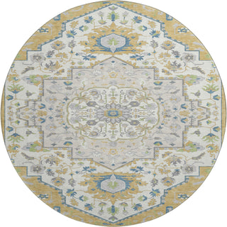Piper Looms Mayfield Oriental AMF985 Gold Machine Washable Area Rug Round Main Image