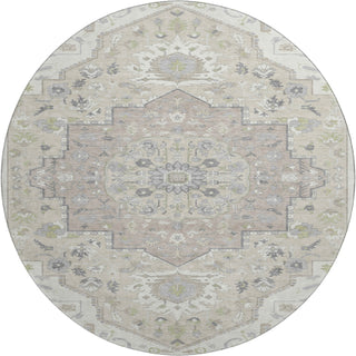 Piper Looms Mayfield Oriental AMF985 Ivory Machine Washable Area Rug Round Main Image