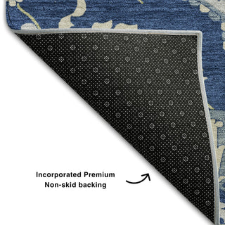 Piper Looms Mayfield Oriental AMF985 Navy Machine Washable Area Rug Backing Image