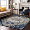 Piper Looms Mayfield Oriental AMF985 Navy Machine Washable Area Rug Lifestyle Image Feature
