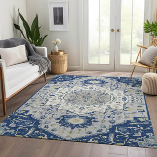 Piper Looms Mayfield Oriental AMF985 Navy Machine Washable Area Rug Lifestyle Image Feature