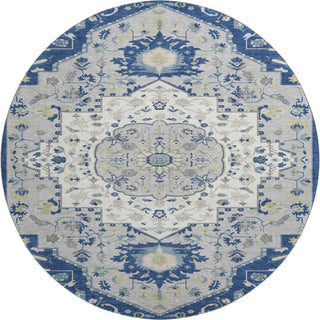 Piper Looms Mayfield Oriental AMF985 Navy Machine Washable Area Rug Round Main Image
