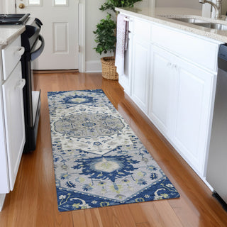 Piper Looms Mayfield Oriental AMF985 Navy Machine Washable Area Rug Runner Lifestyle Image Feature
