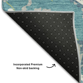 Piper Looms Mayfield Oriental AMF985 Teal Machine Washable Area Rug Backing Image