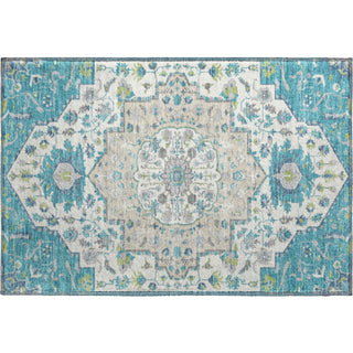 Piper Looms Mayfield Oriental AMF985 Teal Machine Washable Area Rug Scatter Main Image