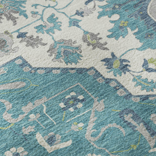 Piper Looms Mayfield Oriental AMF985 Teal Machine Washable Area Rug Swatch Image