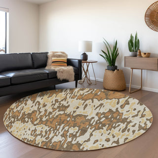 Piper Looms Mayfield Stripes AMF986 Copper Machine Washable Area Rug Round Lifestyle Image Feature