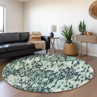 Piper Looms Mayfield Stripes AMF986 Sage Machine Washable Area Rug Round Lifestyle Image Feature
