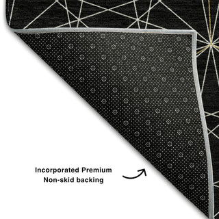 Piper Looms Mayfield Geometric AMF987 Black Machine Washable Area Rug Backing Image