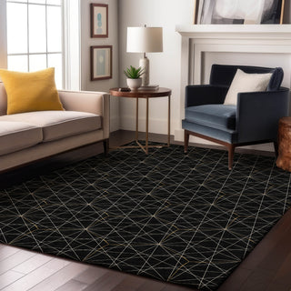 Piper Looms Mayfield Geometric AMF987 Black Machine Washable Area Rug Lifestyle Image Feature